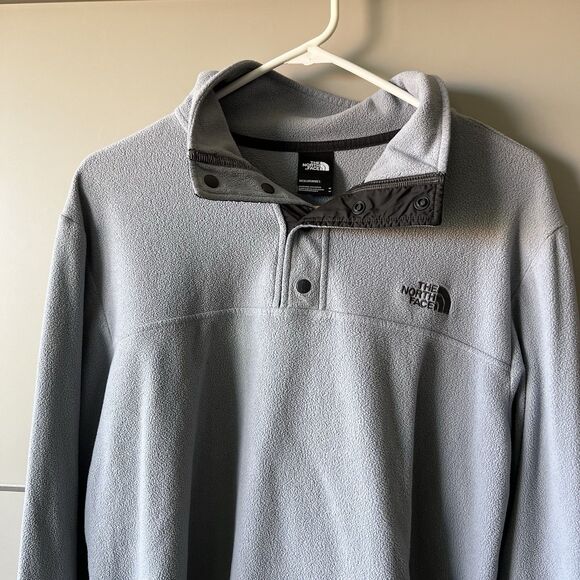 The North Face Fleece Pullover Sweater 1/4 Snap Button Mens Medium Gray Outdoor - Picture 2 of 12